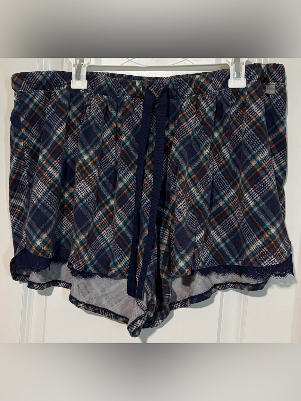 Cacique Plaid Navy Women’s Skirt with Drawstring